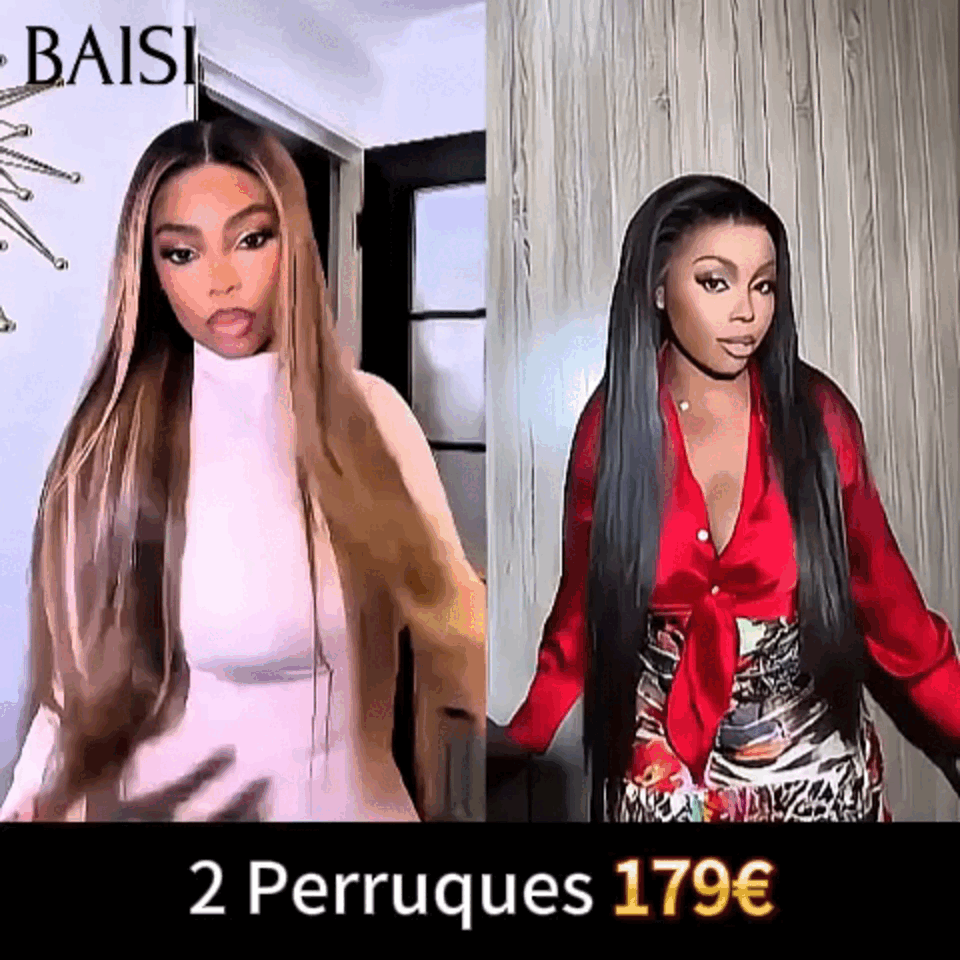 BAISI BLACK FRIDAY Promo 2 Perruques en Gros 179€ avec lace frontal en Vraie Cheveux Humains en Mèche indian Brésilens De Bonne Qualité A  Code: VIP100