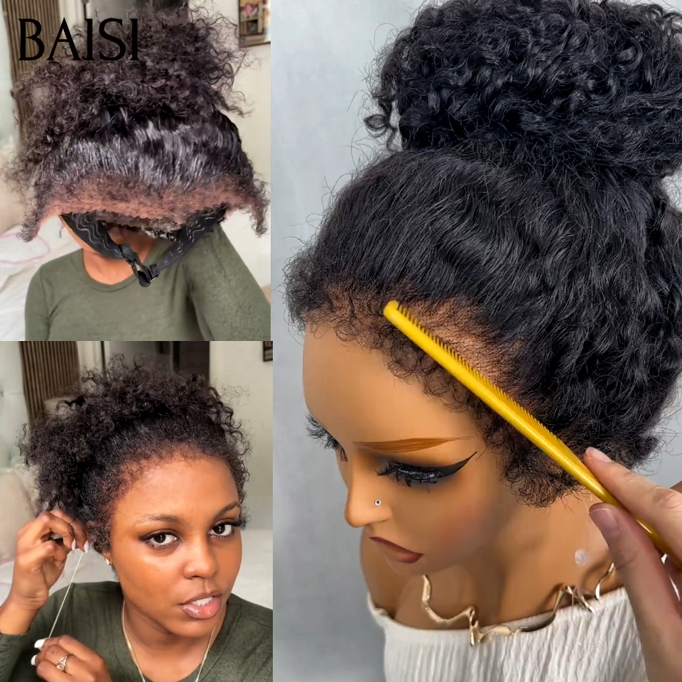BAISI 360 Lace Perruque  Curly Wave 18Pouces 199€ Seulement Toute Coiffure Permie Avec 4C Hairline Baby Hair Très Bonne Qualité En 100% Cheveux Humains