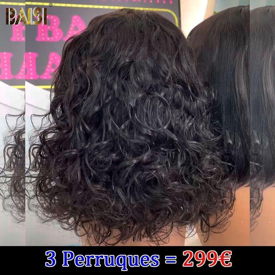 BAISI 3 Perruques pour revendre 299€  curly wave et Lisse et 065C Noir  en 100% vrais cheveux humains VIP100