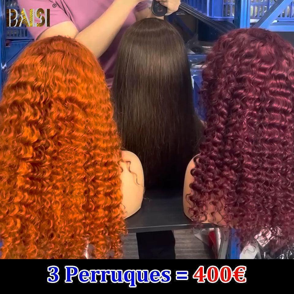 BAISI HAIR FR 13X4 Lote de 3 perucas 18 polegadas na cor marrom ou laranja ou 99J 400€ em cabelo 100% humano VIP100