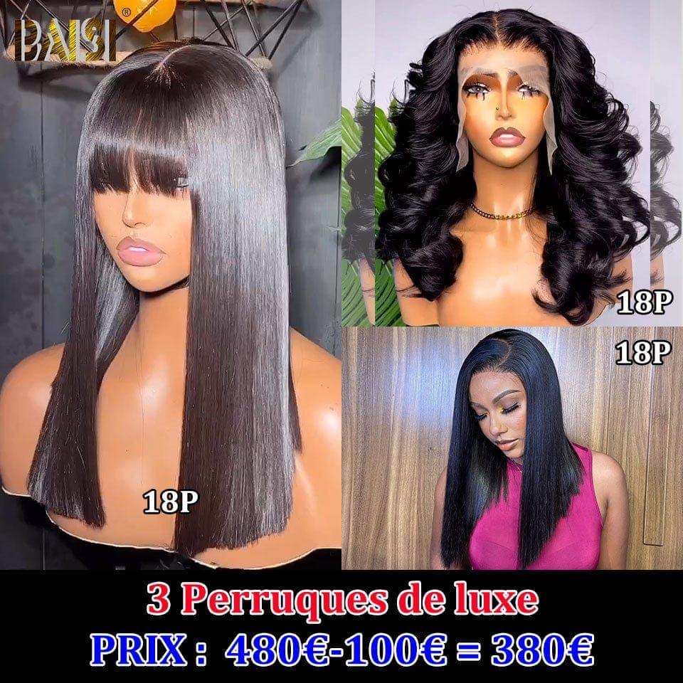 BAISI 4X4 lace closure Lisse 22 Pouces 129€ ou 3 Perruques de Luxe 480€ CODE: VIP100 Fabriquées par les cheveux double drawn en 100% vrais cheveux humains