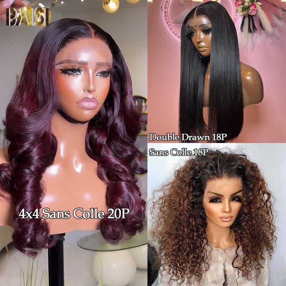 BAISI 13X4 lace frontal Miel Body wave 18 Pouces 100€ ou Perruques en LOT ou vente un par un ; Perruques Sans Colle avec Frontal double drawn en 100% cheveux humains