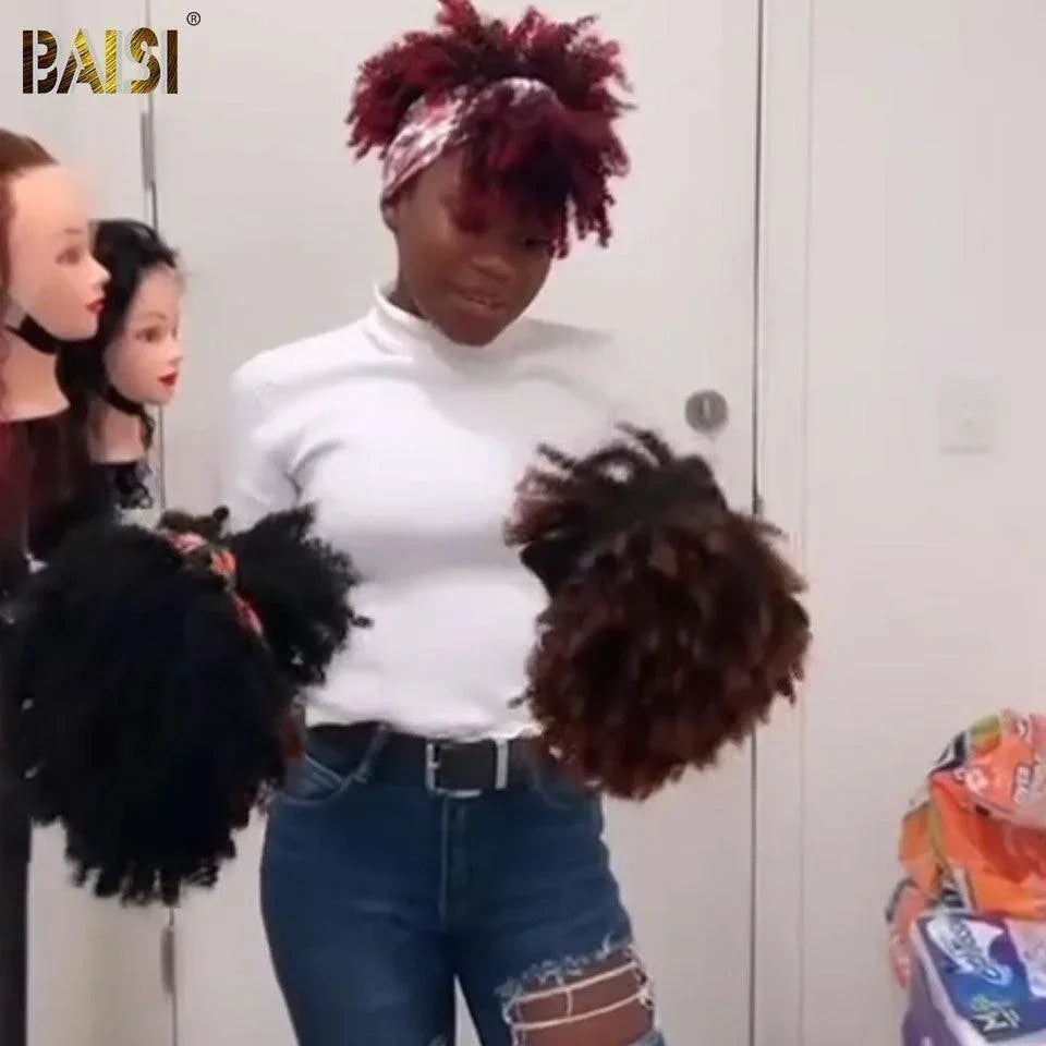 BAISI Set Of 3 Wigs €79 Affordable Price Kinky Curly 3 Color Synthetic Headband Easy to Wear Synthetic Hair