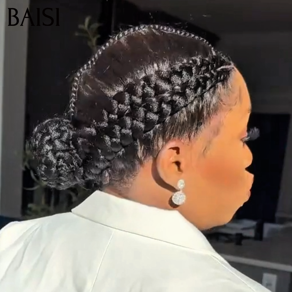 Grande Promo Prêt-à-porter Full lace Perruque avec coiffure tressée natte 149€ Vidéo 100% Réelle en 100% Cheveux Humains