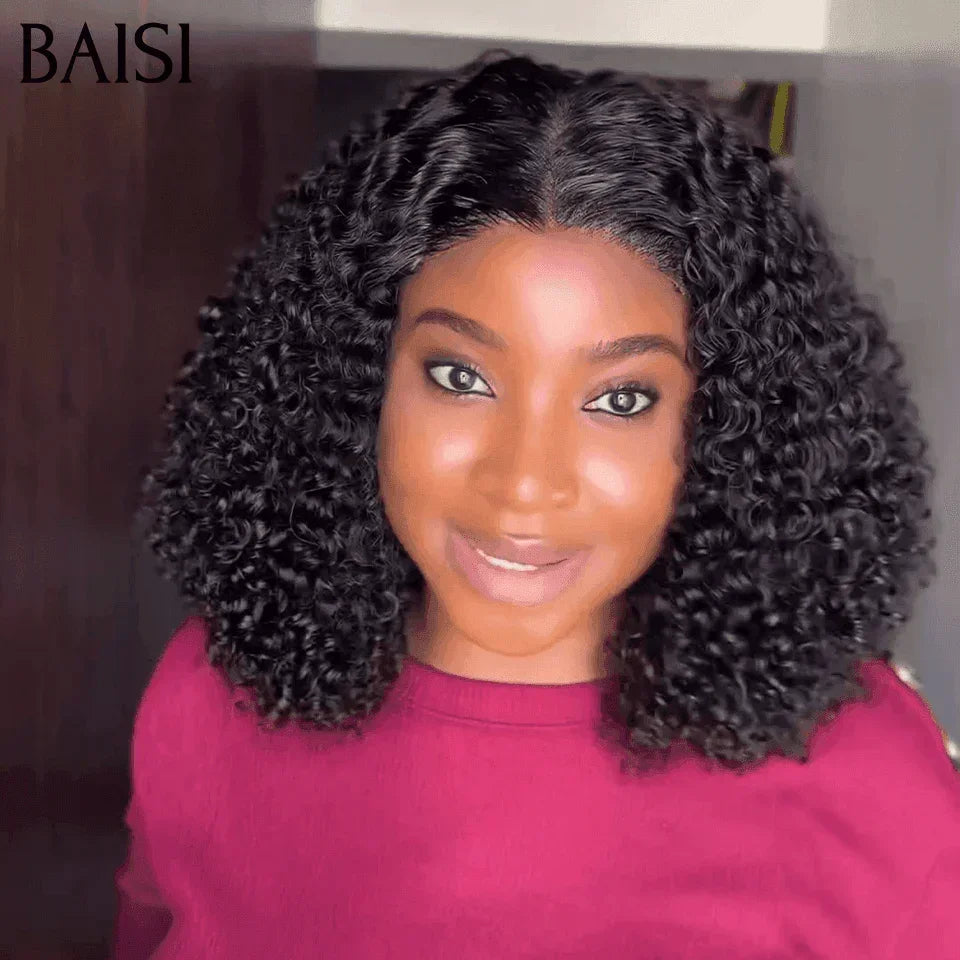 BAISI Offre Flash 139€ 300% densité 14 Pouces 4X4 Perruques de Luxe curly Wave double drawn mèches vièges volume en 100% Cheveux Humains FR20