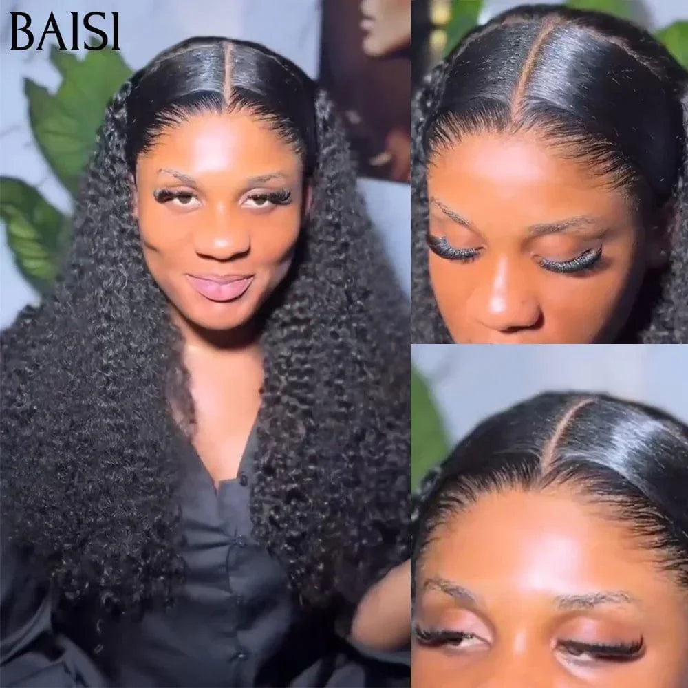 Peluca de onda profunda rizada frontal de encaje BAISI 12A 13x4 en cabello 100% humano