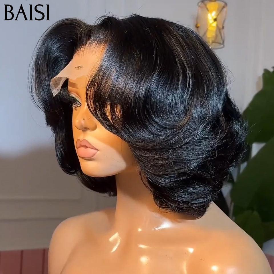 BAISI 5X5 Bouncy Body Wigs 10 polegadas € 105 Cachos volumosos pretos com corte personalizado Cabelo Vietnã 300% de densidade ao longo de 20 anos de uso