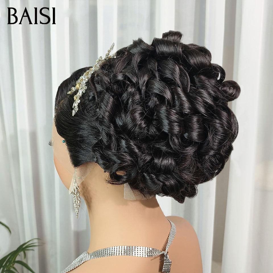 BAISI Coiffure de luxe Vivien Perruques Mariage Prête à porter chignon et personalisation comme sur la vidéo 100% identique avec lace frontale pour mariage ou événement spécial VIP100