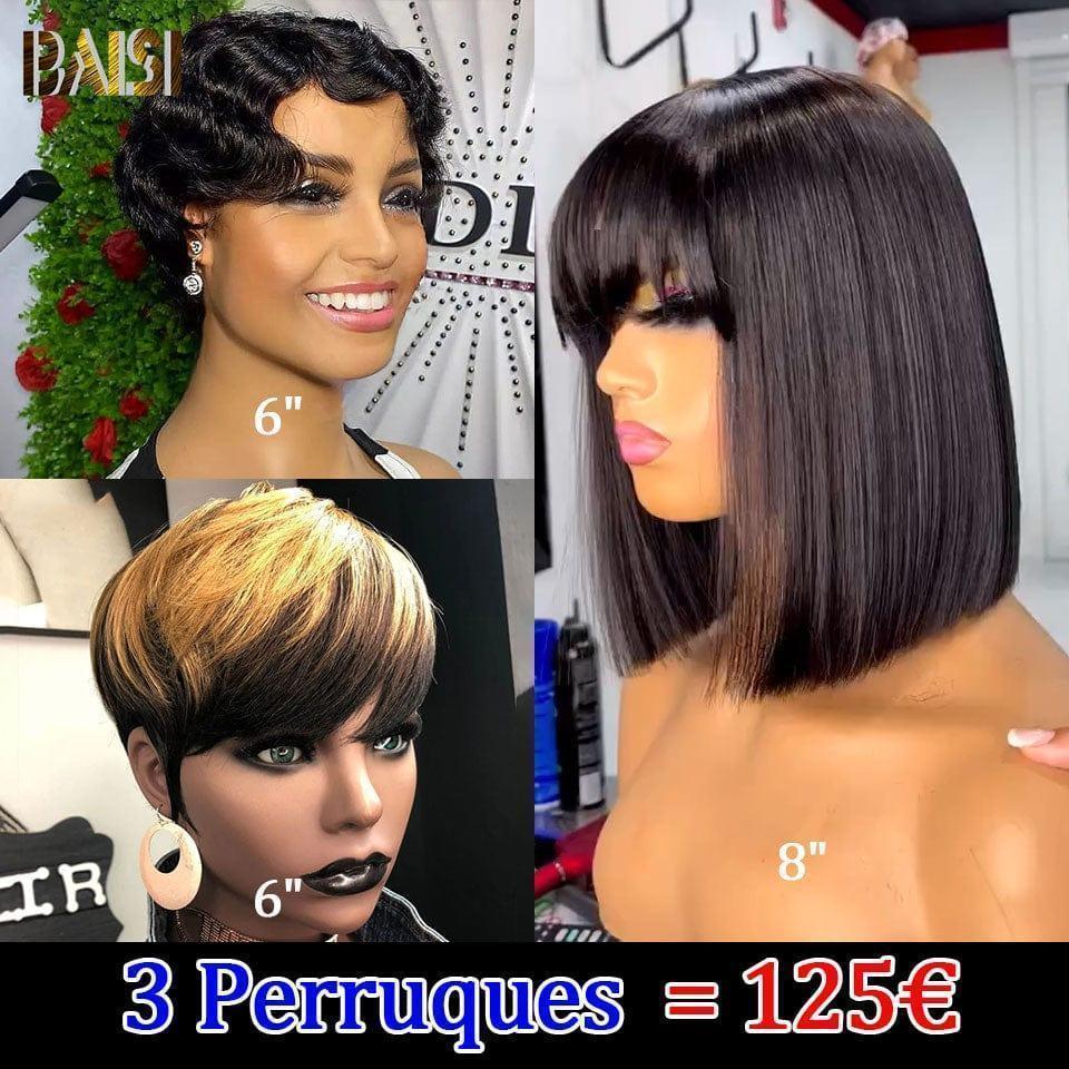 BAISI 1 Perruque 46€ water wave Fabriqué à la Machine ou 3 Perruques combinée à petit prix perruque 125€ moitié prix en 100% cheveux humains de bonne qualité livraison rapide mp50