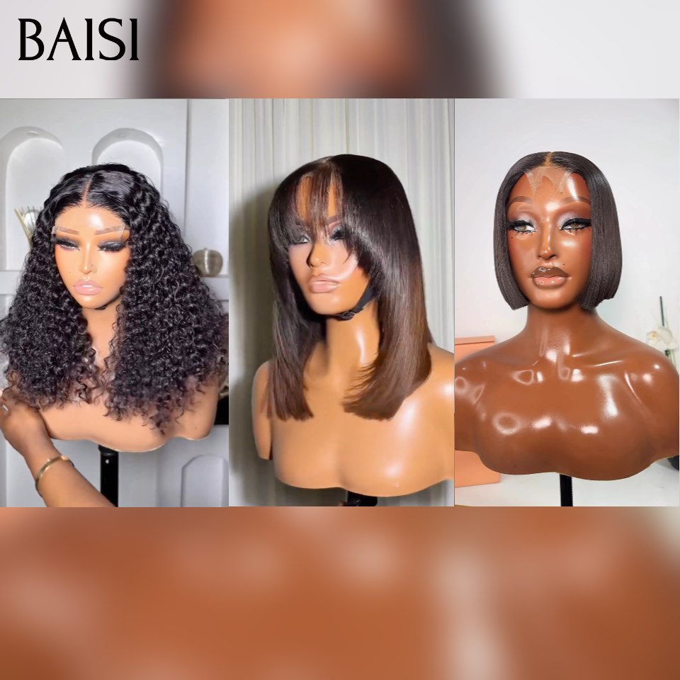 BAISI Lot de 3 perruques Vietnam Hair + Raw Hair 259€ Achetez 3 + 1 Gratuite Couleur Noir et Noir marron 1BT/4# Idéale Pour Revendre  en 100% vrais cheveux humains BS65