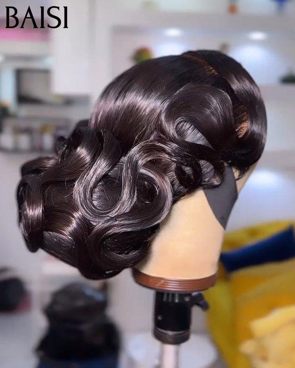 BAISI Coiffure de luxe Linda ou Emma Perruques Mariage Prête à porter chignon et personalisation comme sur la vidéo 100% identique avec lace frontale pour mariage ou événement spécial  BS120