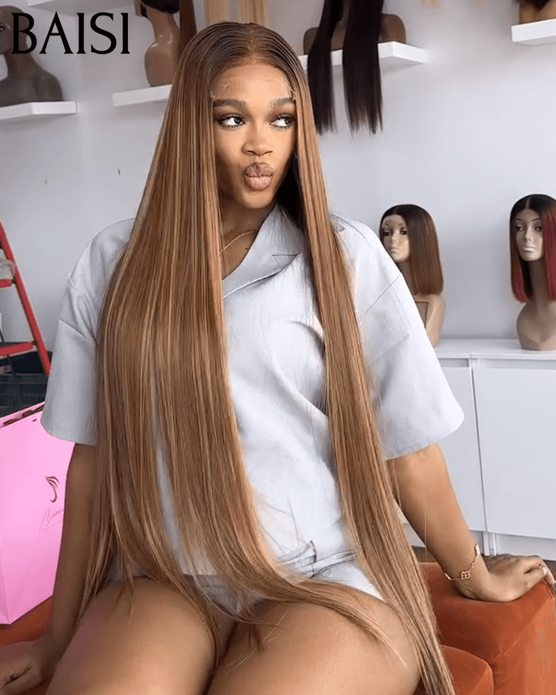BAISI Lot de 2 perruques en 100% vrais cheveux humains 210€ ou 2X6 lace lisse en couleur 4#27# de luxe