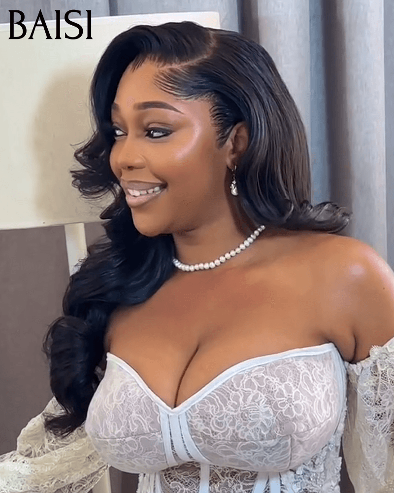 BAISI Coiffure de luxe Carina Perruques Mariage Couleurs personnalisées Prête à porter chignon et personalisation comme sur la vidéo 100% identique avec lace frontale événement spécial BS120