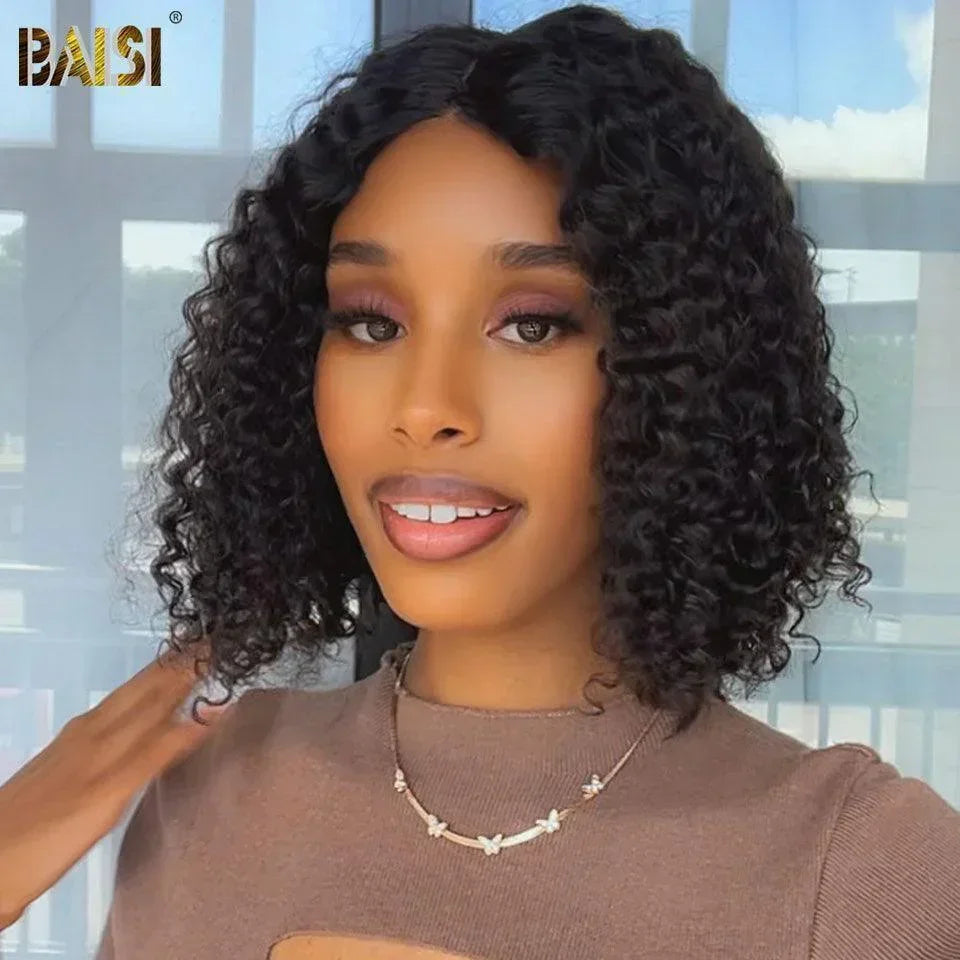 BAISI Acquista almeno 2 parrucche al prezzo di fabbrica fornitore 13X4 lace pixie in colore Marrone Misto o 4X4 Closure Parrucca Naturale Riccia 200% Densità