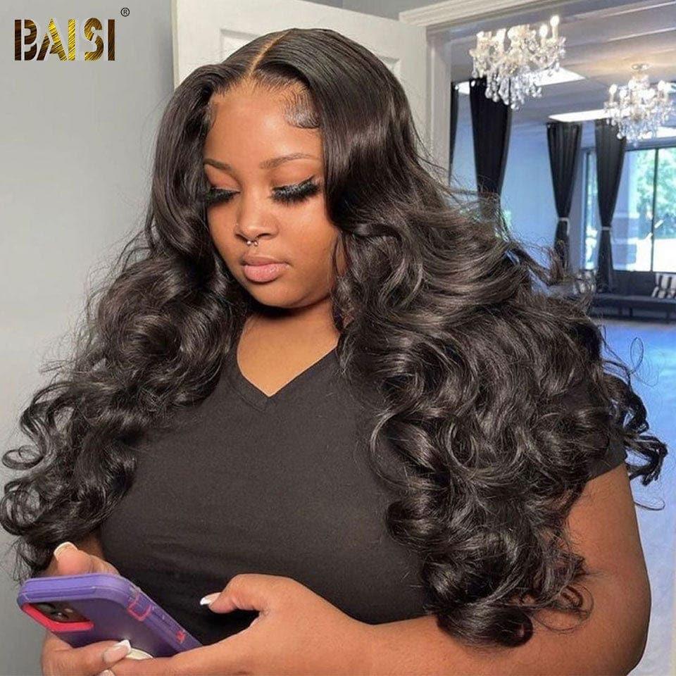 BAISI 4x4 closure loose wave wig 100% human hair brazilian indian hair good quality