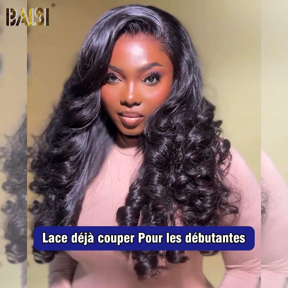 BAISI Achetez 2 perruques minimum au prix d'usine fournisseur 4x4  Perruque Loose Wave Pré-plucked Pas Besoin de Colle en 100% Raw Hair Lace déjà couper(Pas Besoin de Code)