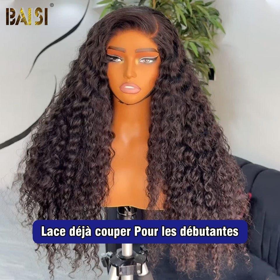 BAISI Achetez 2 perruques minimum au prix d'usine fournisseur 4x4  perruque Natural Wave Pré-plucked Pas Besoin de Colle en 100% Raw Hair Lace déjà couper(Pas Besoin de Code)