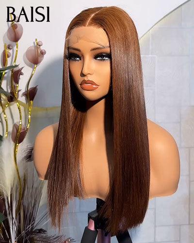 BAISI  Perruque  Bouclée Deep Wave avec Frange 12 Pouces en Couleur 4#mix27#  En 100% Vrais Cheveux Humais  106€ ou 2X6 Lisse Marron 16P 169€ Code : BS120