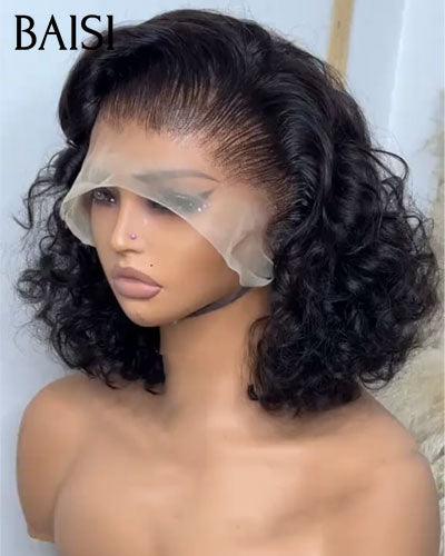 BAISI 13x4 Frontal Lace Peruca Frontal Onda Profunda Castanho Claro em Cabelo 100% Humano Real