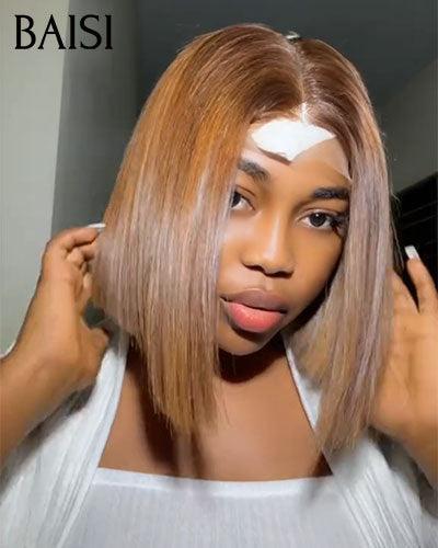 Baisi luxo em linha reta bob 2x6 peruca de renda 100% cabelo vietnamita na cor #4/cinza sdd osso reto em 100% cabelo humano real