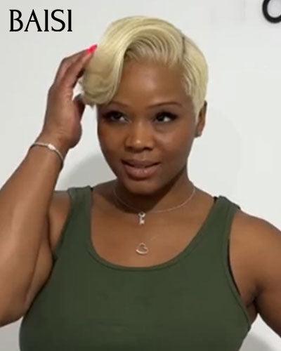 BAISI  perruque afro curl  8 Pouces 48€ en noir ou T part lisse blonde 613# 69€ en 100% vrais cheveux humains
