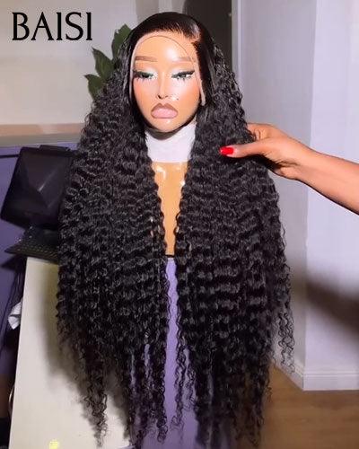 Parrucca riccia BAISI 300% volume frontale in pizzo largo 13X6 metà prezzo in 24 ore € 160 in capelli umani al 100%