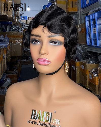 BAISI pixie 45€ in BLACK Color Mix pink small cut machine made Without Glue Without Lace F-026 BAISI20