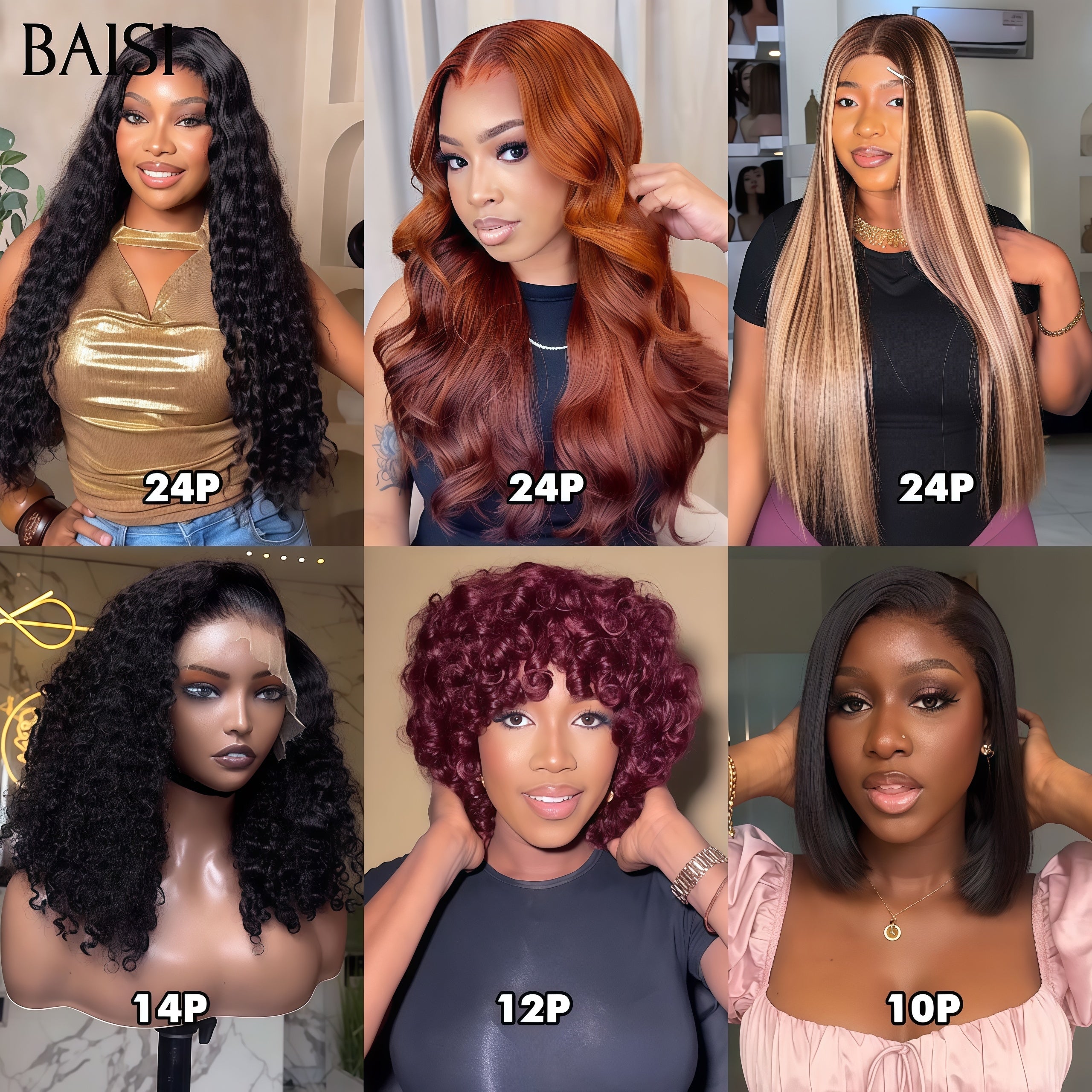 BAISI 6 perucas na França Redução de € 700 com código promocional em cabelo 100% humano real Código: VIP100