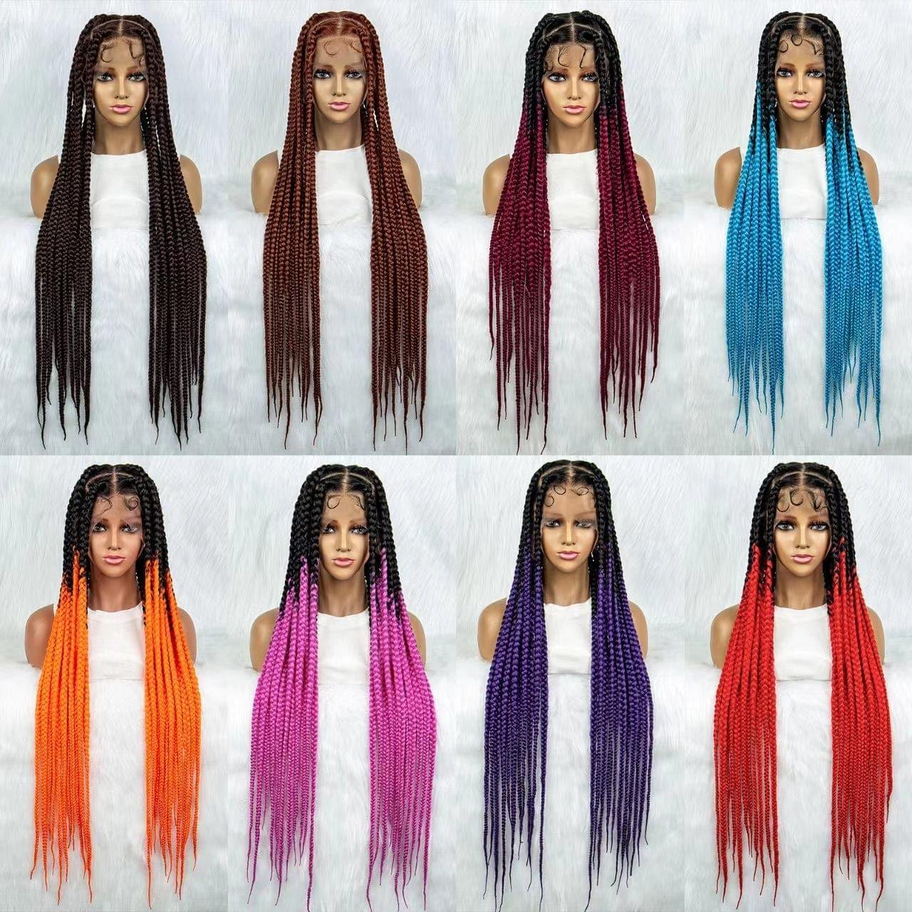 BAISI Treccia larga in pizzo pieno di capelli sintetici di molti colori diversi