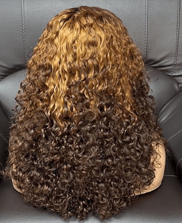 Baisi 13x4 luxo primavera onda encaracolado perucas em cor preta mix mel 1b # 27 # a1 feito por cabelo duplo desenhado volume de cabelo virgem em 100% cabelo humano