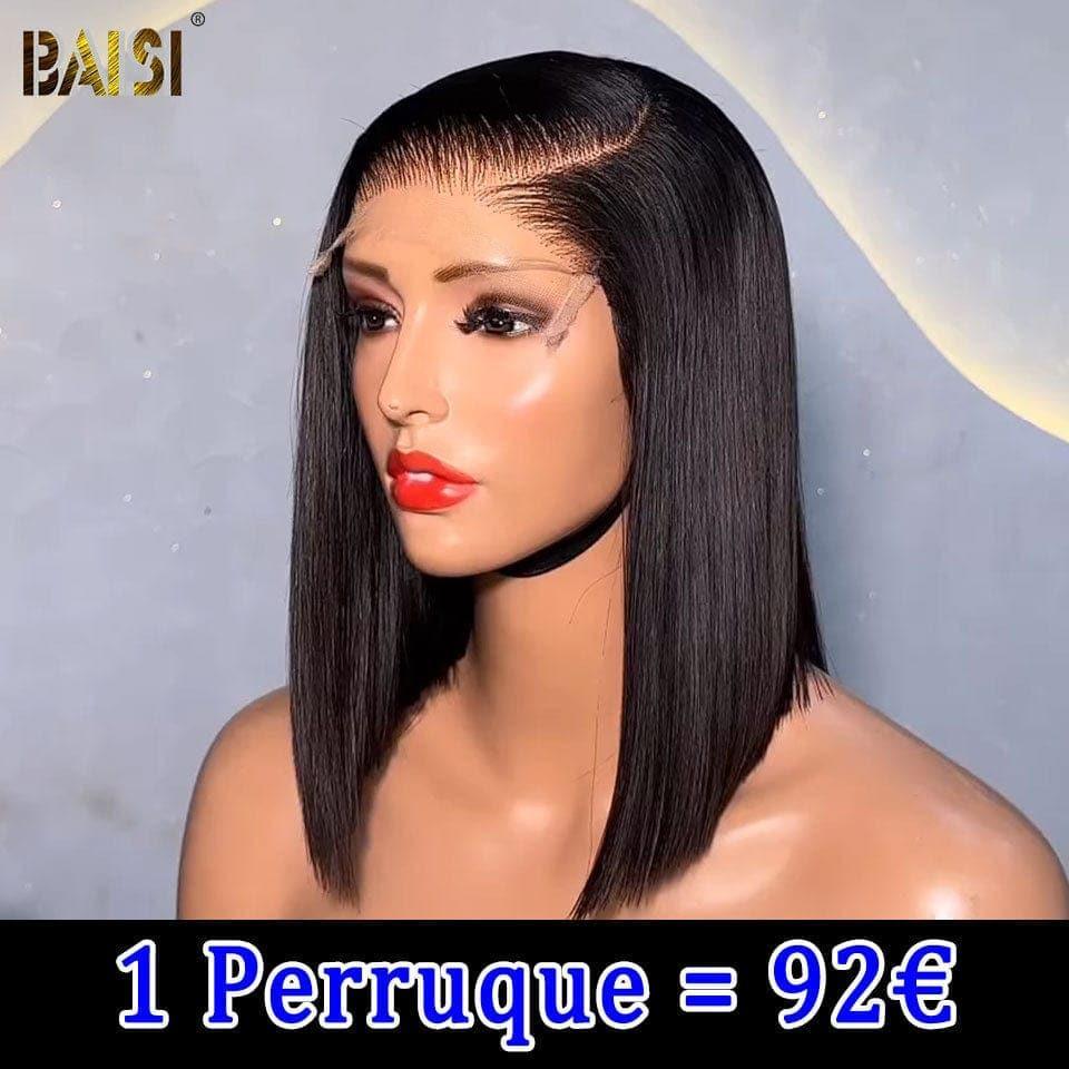 BAISI HAIR FR 4X4 lace closure 8 pouces lisse bob 69€ ou 4 Perruques au Prix D'usine Trop Abordable 200€  Code: FR20