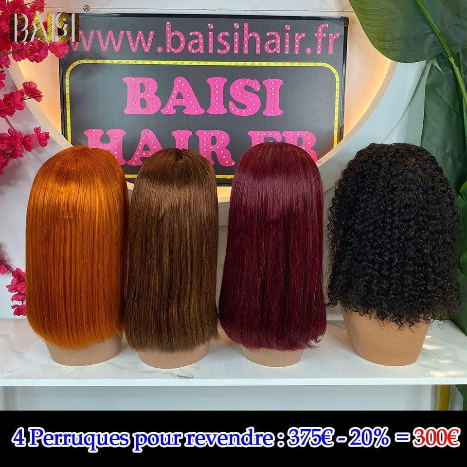 BAISI 4 Wigs in FRANCE €300 Promotional PRICE in 100% real human hair, Code: FR20