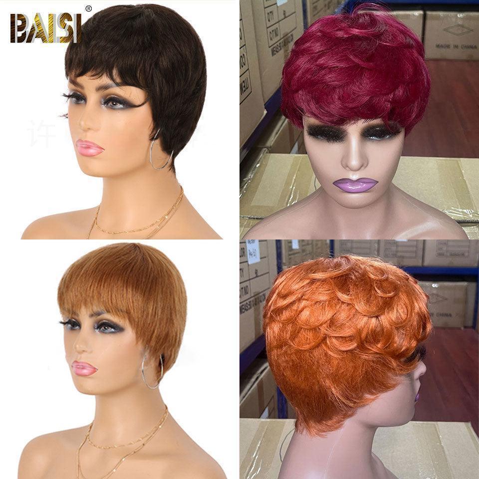 BAISI Vente Combinée 2 Perruques 88€  Fabriqué à la Machine finger wave et curly wave 100% Cheveux Humains