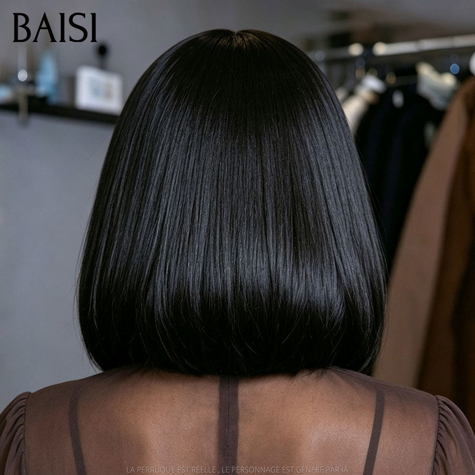 BAISI straight lace closure bob wig BLACK 10 inch Raw Hair 69€ 100% real human hair