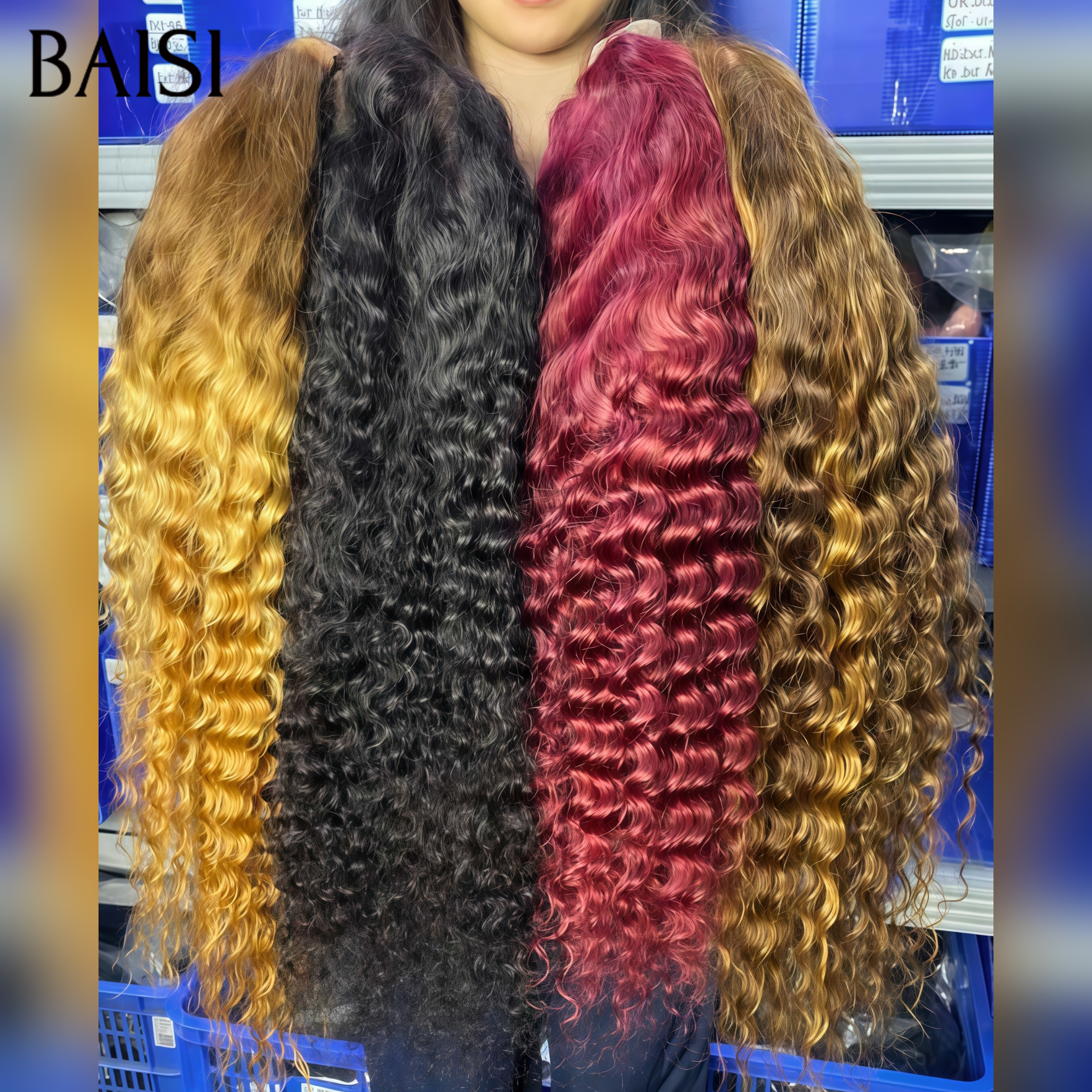 BAISI 4 pour perruques 130€ Lace frontal deep 24 Pouces  Blended Humain en 4 couleurs en 100% Cheveux Humains