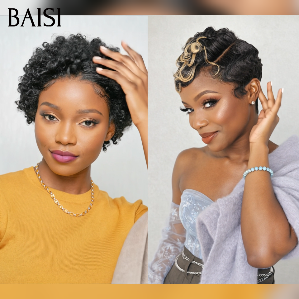 BAISI Achetez 1 + 1 Gratuite = 69€ Sans Colle 2 couleur NOIR et Mixte en 100% vrais cheveux humains code：FR38