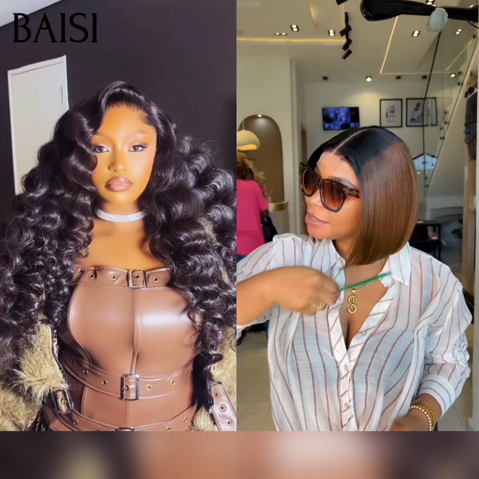 BAISI 1 Castanho 99€ + 1 Preto 0€ 4x4 Lace lisa 10 Polegadas 1BT4# e cabelo humano misto 20 Polegadas ou 8 perucas Bob a metade do preço 259€ em França em 100% cabelo humano em saldos sem devolução