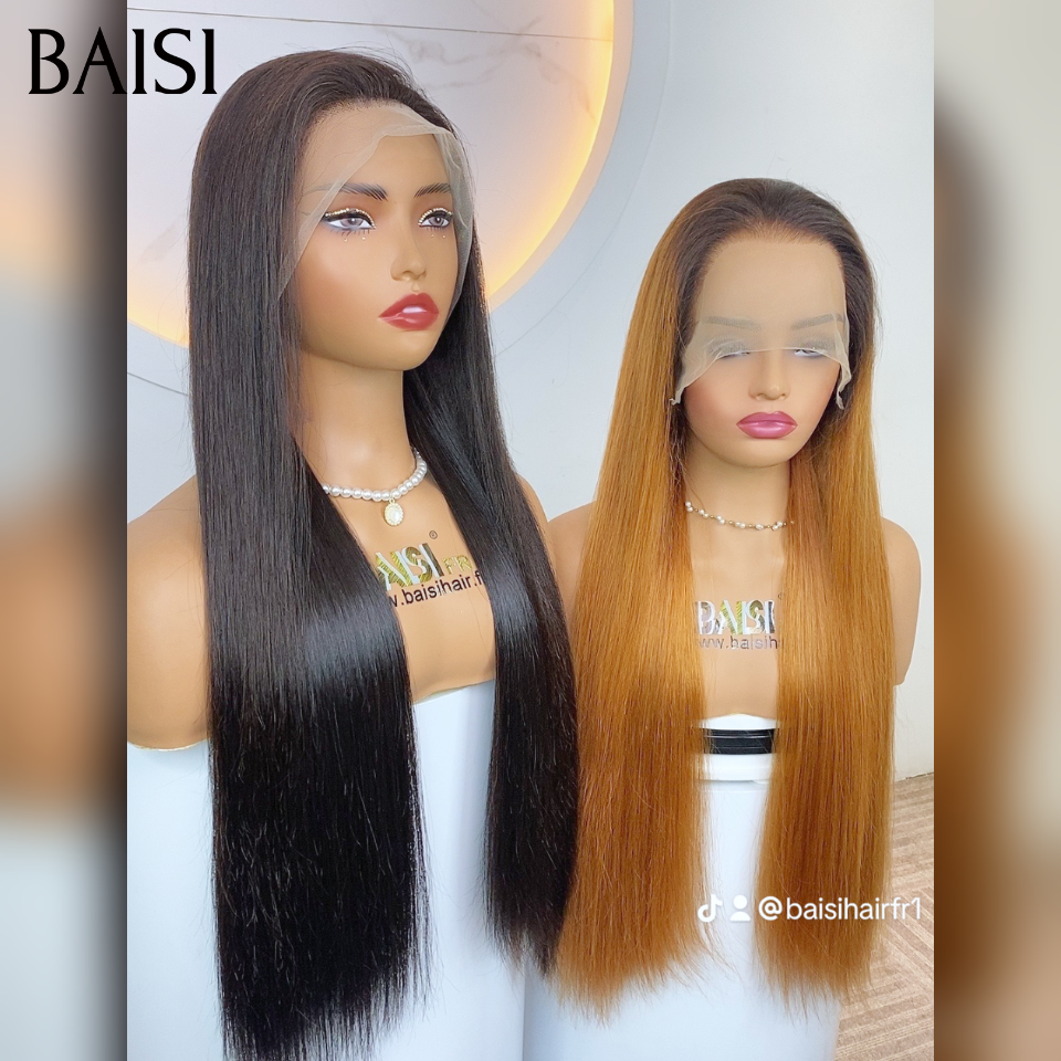 BAISI  PROMO 2 Perruques 32 pouce 13×4 lace frontal Lisse 120€  en blended human hair