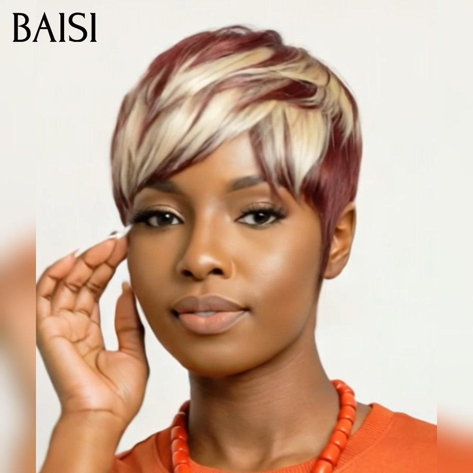 BAISI Achetez 2 perruques minimum au prix d'usine fournisseur Pixie mixte blonde 45€ ou 13x4 Lace Perruque lisse Blonde #613 En 100% Vrais Cheveux Humains (Pas Besoins De Code)