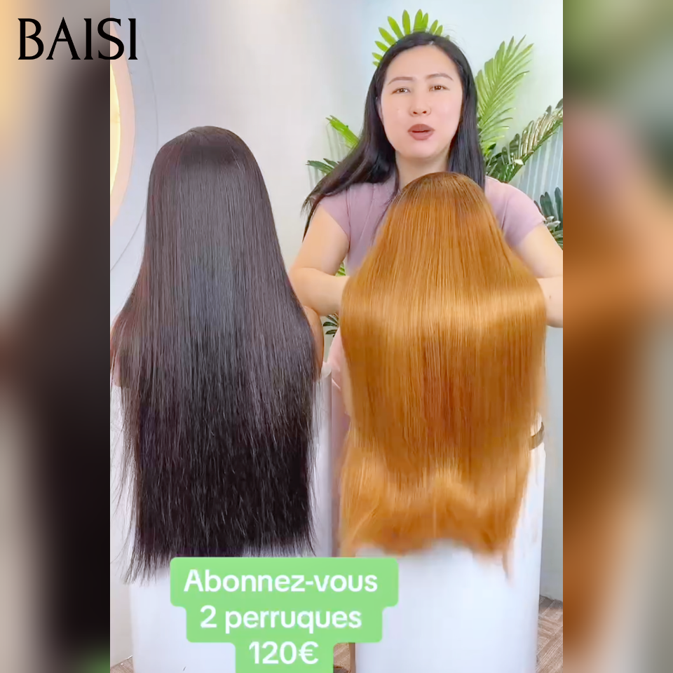 BAISI vente flash 2 Perruques 120€ 32 pouce Lisse Moitié Prix 100% blended human hair soldes sans retour MP50