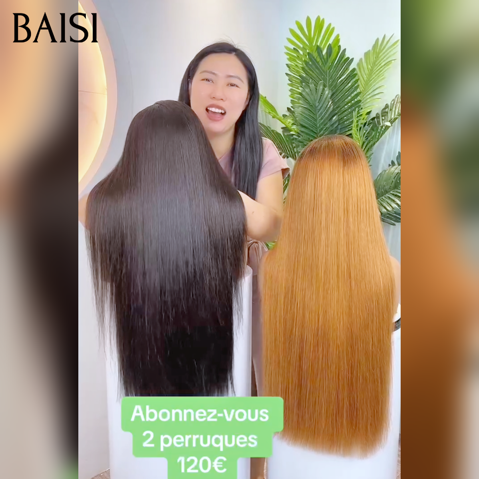 BAISI vente flash 2 Perruques 120€ 32 pouce Lisse Moitié Prix 100% blended human hair soldes sans retour MP50