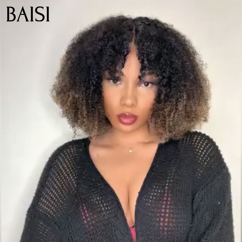 BAISI PROMO Perruque sans lace sans colle curly Wave avec Frange en 1BT27 59€ en 2*6 lace frontal Vietnam Hair 169€   en 100% vrais cheveux humains