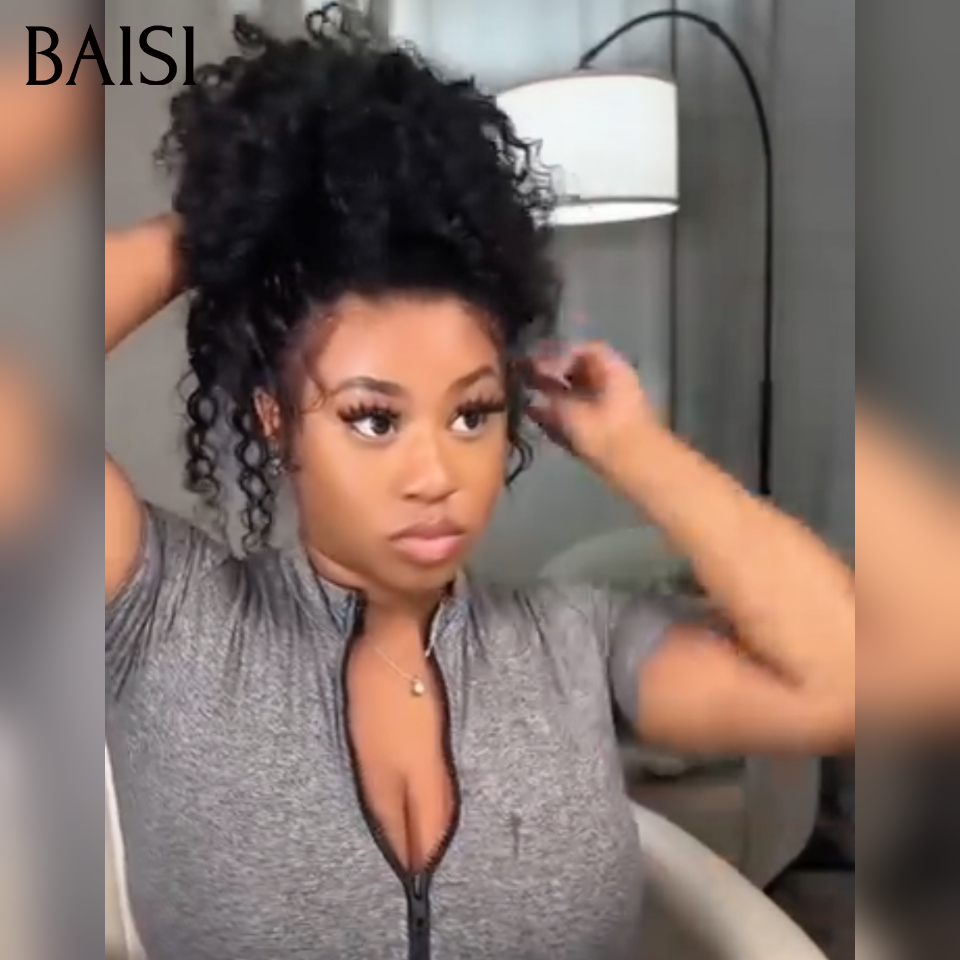 Tendance 2026 perruque en chignon bun Upgrade Invisible Strap 360 lace curly wave 360 invisible Pas Besoin de Colle 250% densité Respirant et confortable en 100% Raw Hair Lace déjà couper
