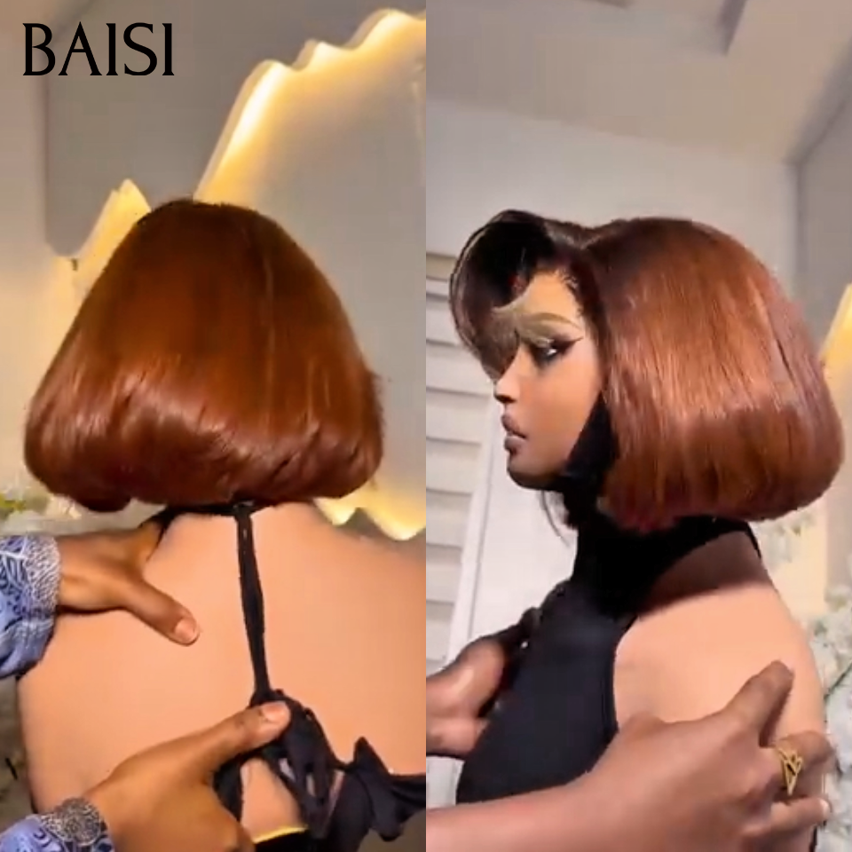 BAISI NOUVELLES ÉTÉ 2026 Perruque bob en couleur Noir mixte Marron 66€  100% Cheveux Humains