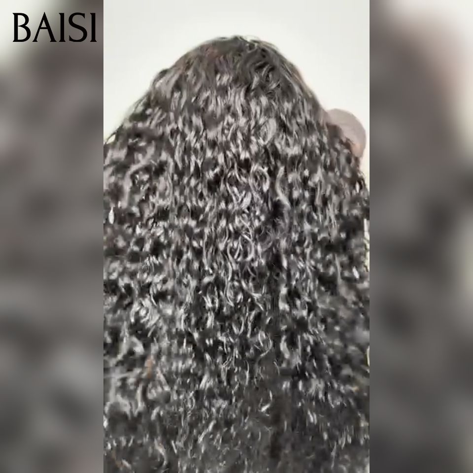 BAISI 13x4 lace frontal Perruque Coiffée  curly wave avec coiffure tressée natte qualité et confort respirant Les prix commencent à 99€ en 100% Cheveux Humains