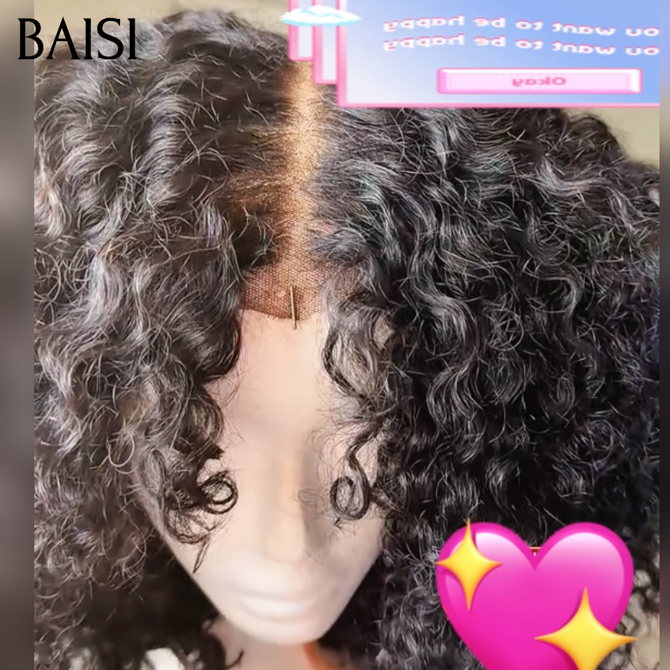 BAISI 13×4 lace frontal perruques curly wave en Couleur noir  10 pouces pour seulement 78€ EN 100% CHEVEUX HUMAINS