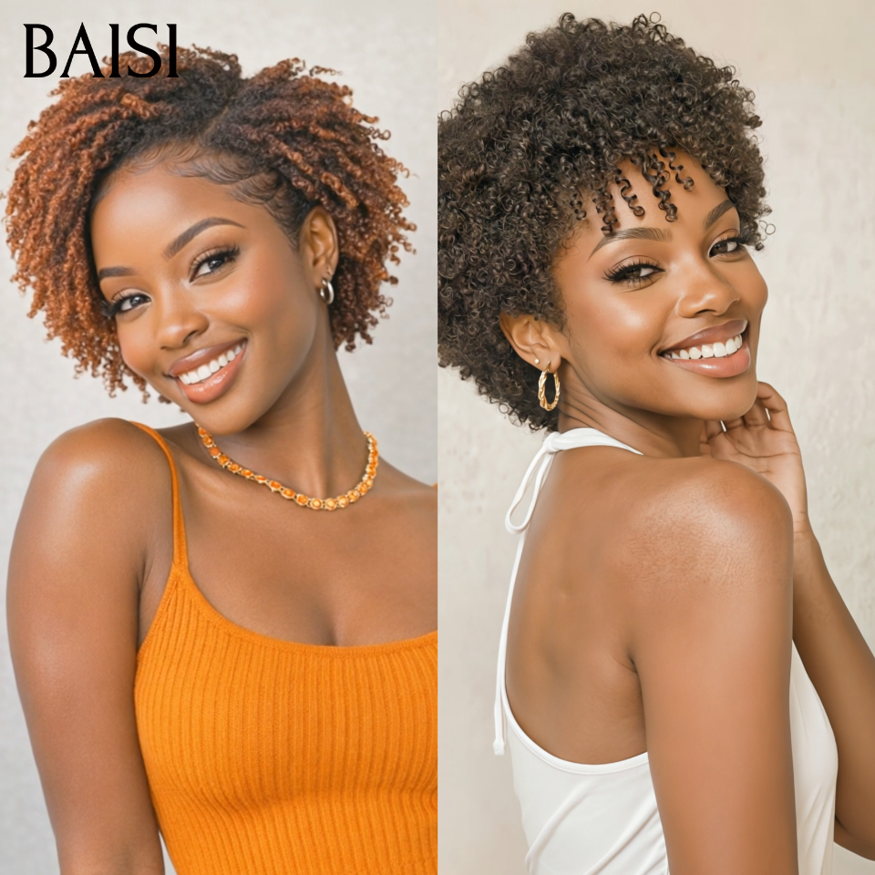 BAISI 2 pixie perruques afro curly  85€ ou Lot de 3 perruques 278€ ou 2 perruques 150€ en 100% vrais cheveux humains  MP50