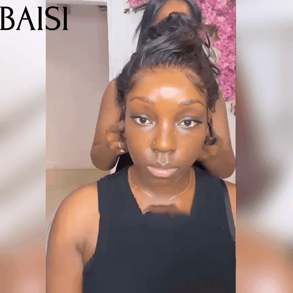 BAISI Upgrade Invisible Strap 360 Frontal Body Wave Verstellbare unsichtbare und verstellbare Saiten Vorgezupft Kein Kleber erforderlich 250 % Dichte in 100 % Rohhaar Spitze bereits geschnitten