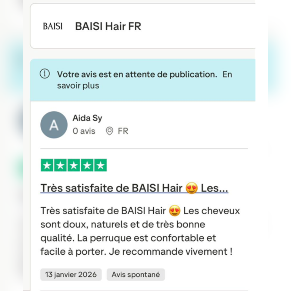 BAISI HAIR FR Portez la première perruque la plus confortable sans colle seulement 98€ 8 pouces au prix promotionel 100% vrais cheveux humains raw hair