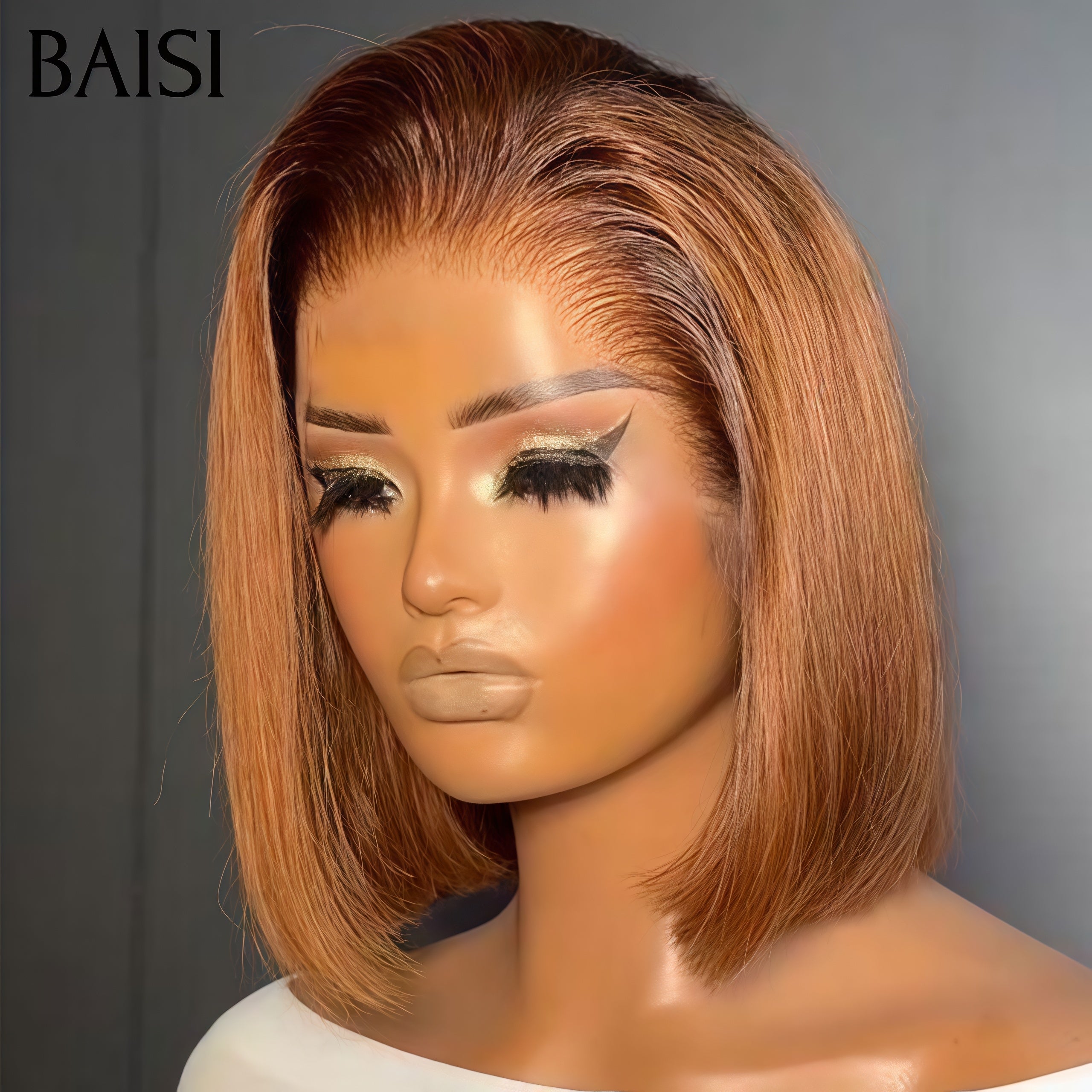 BAISI Perruque Lisse Marron porter sans colle 96€ en 100% Cheveux Humains